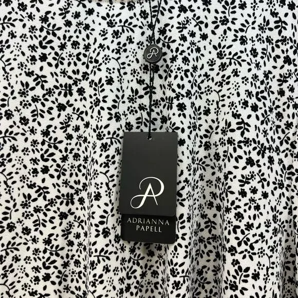 Adrianna Papell Top Women's 3X Black White Floral Print Tunic Flowy Long Sleeve - Picture 3 of 10